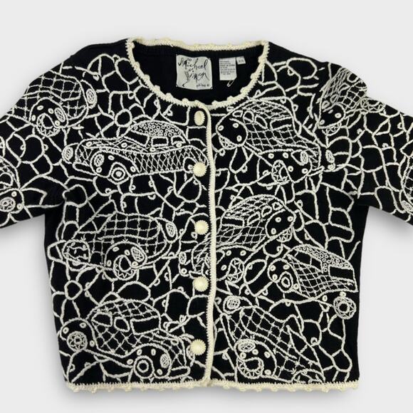 Michael Simon Vintage Car Embroidered Cardigan Sweater - Picture 5 of 6